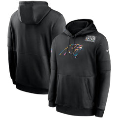 Men's Carolina Panthers 2020 Black Crucial Catch Sideline Performance Pullover Hoodie 