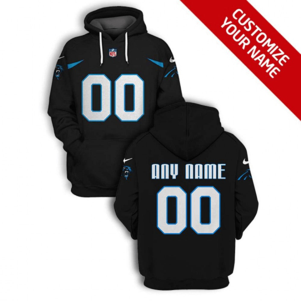 Men's Carolina Panthers Active Player Custom 2021 All Black Pullover Hoodie 
