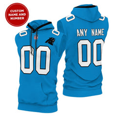 Men's Carolina Panthers Customized Blue Limited Edition Sleeveless Hoodie 