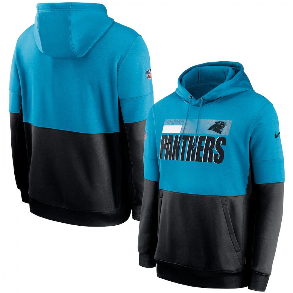 Men's Carolina Panthers Blue/Black Sideline Impact Lockup Performance Pullover Hoodie 