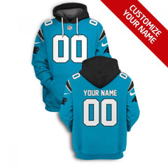 Men's Carolina Panthers Active Player Custom 2021 Blue Pullover Hoodie 