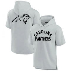 Men's Carolina Panthers Gray Super Soft Fleece Short Sleeve Hoodie 