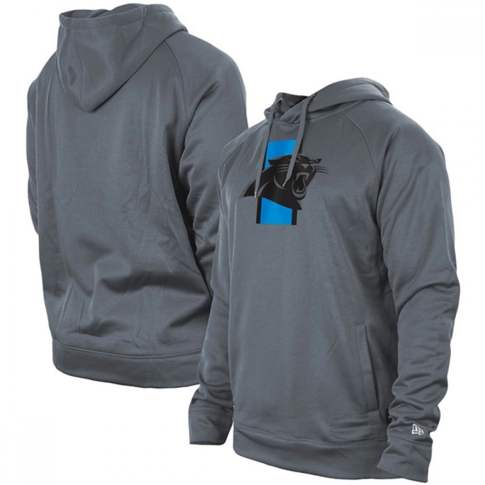 Men's Carolina Panthers Gray New Era Training Camp Raglan Pullover Hoodie 