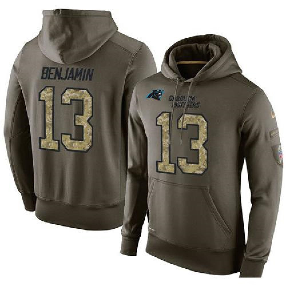 NFL Men's Carolina Panthers #13 Kelvin Benjamin Stitched Green Olive Salute To Service KO Performance Hoodie 
