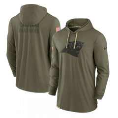 Men's Carolina Panthers 2022 Olive Salute to Service Tonal Pullover Hoodie 