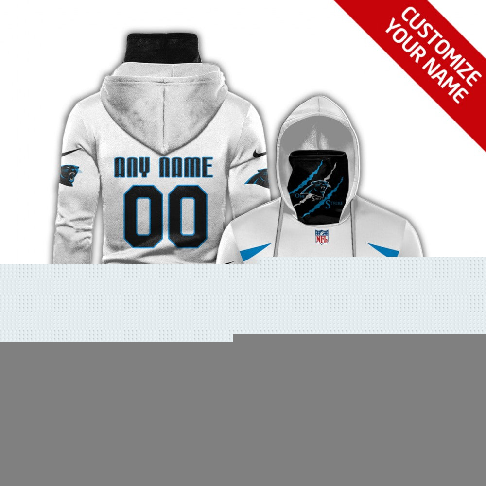Men's Carolina Panthers 2020 White Customize Hoodie Mask 