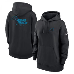 Women's Carolina Panthers Black Sideline Club Fleece Pullover Hoodie(Run Small) 