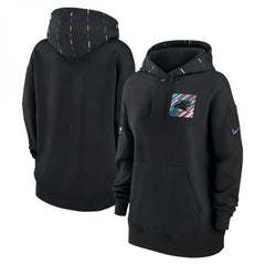 Women's Carolina Panthers Black 2023 Crucial Catch Club Pullover Hoodie(Run Small) 