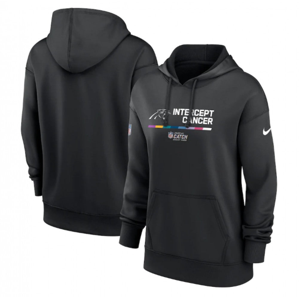 Women's Carolina Panthers 2022 Black NFL Crucial Catch Therma Performance Pullover Hoodie(Run Small) 