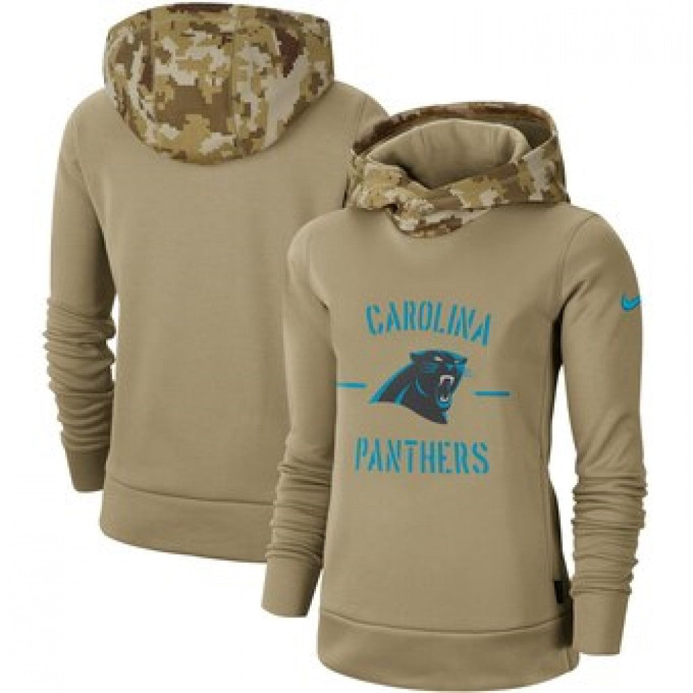 Women's Carolina Panthers Khaki 2019 Salute to Service Therma Pullover Hoodie(Run Small) 