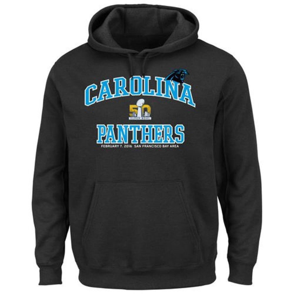 Carolina Panthers Majestic Super Bowl 50 Bound Heart and Soul Going To The Game Pullover Hoodie Black 