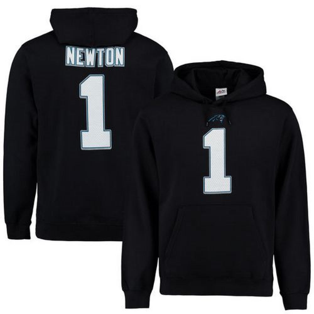 Panthers #1 Cam Newton Black Majestic Eligible Receiver II Name & Number NFL Hoodie 