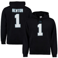 Panthers #1 Cam Newton Black Majestic Eligible Receiver II Name & Number NFL Hoodie 