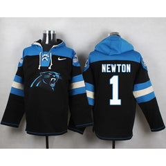 Panthers #1 Cam Newton Black Player Pullover NFL Hoodie 
