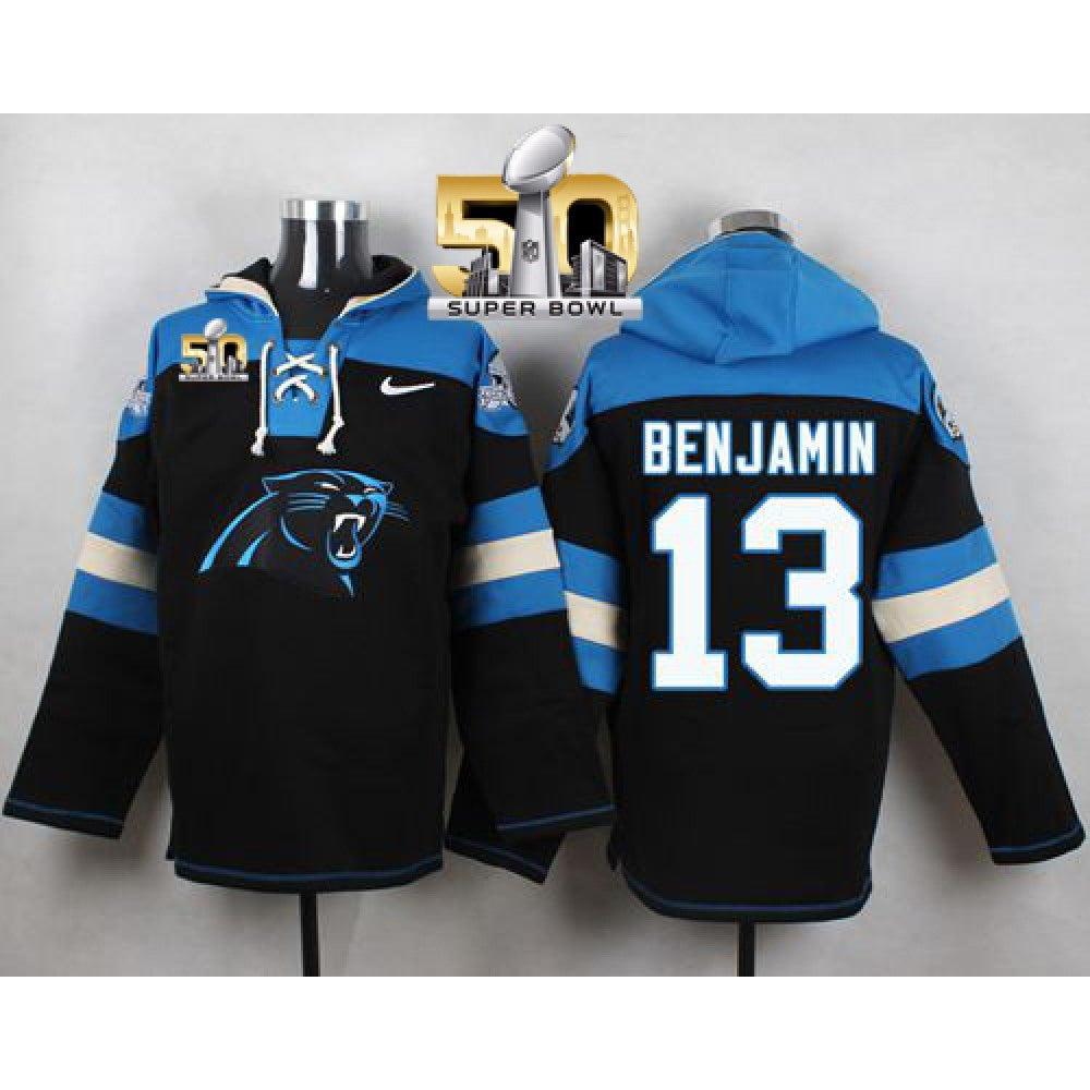 Panthers #13 Kelvin Benjamin Black Super Bowl 50 Player Pullover NFL Hoodie 