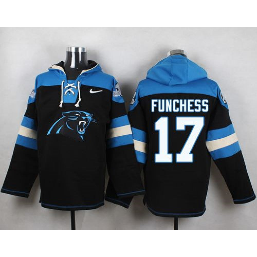 Panthers #17 Devin Funchess Black Player Pullover NFL Hoodie 