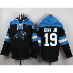 Panthers #19 Ted Ginn Jr Black Player Pullover NFL Hoodie 