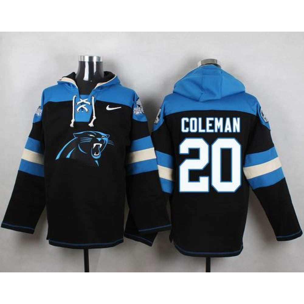 Panthers #20 Kurt Coleman Black Player Pullover NFL Hoodie 