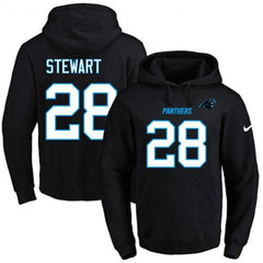 Panthers #28 Jonathan Stewart Black Name & Number Pullover NFL Hoodie 