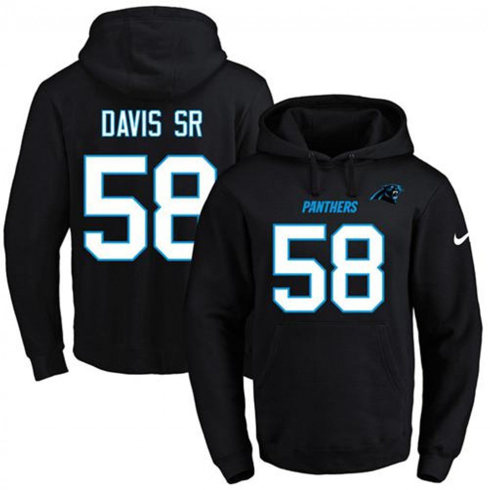 Panthers #58 Thomas Davis Sr Black Name & Number Pullover NFL Hoodie 