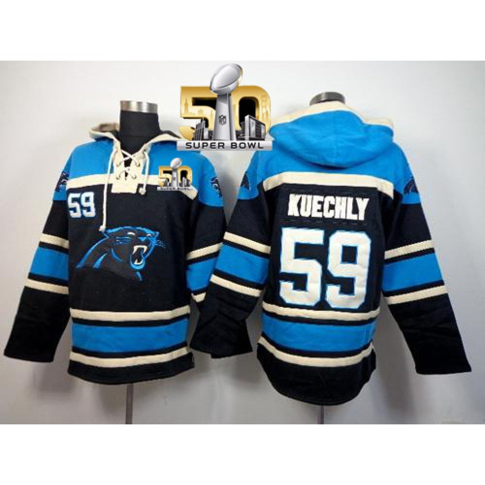 Carolina Panthers #59 Luke Kuechly Black Super Bowl 50 Sawyer Hoodie Sweatshirt NFL Hoodie 