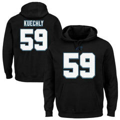 Panthers #59 Luke Kuechly Black Majestic Eligible Receiver II Name & Number NFL Hoodie 