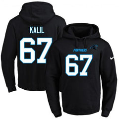 Panthers #67 Ryan Kalil Black Name & Number Pullover NFL Hoodie 
