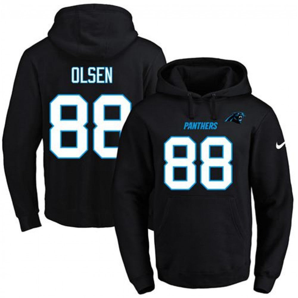 Panthers #88 Greg Olsen Black Name & Number Pullover NFL Hoodie 