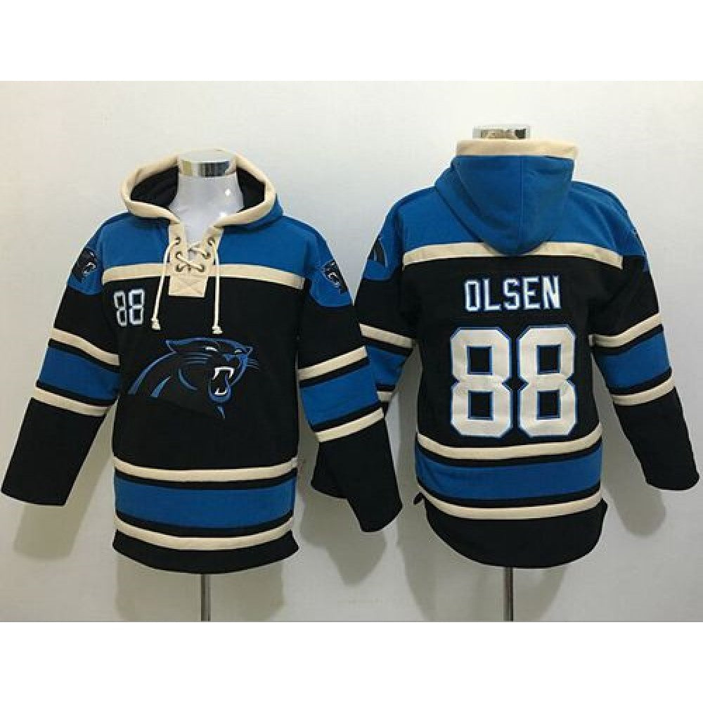 Panthers #88 Greg Olsen Black Sawyer Hoodie Sweatshirt NFL Hoodie 