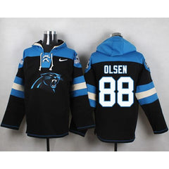 Panthers #88 Greg Olsen Black Player Pullover NFL Hoodie 