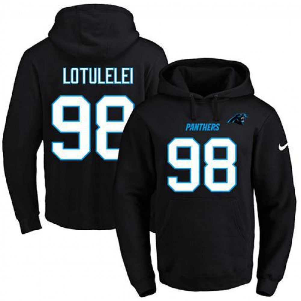 Panthers #98 Star Lotulelei Black Name & Number Pullover NFL Hoodie 