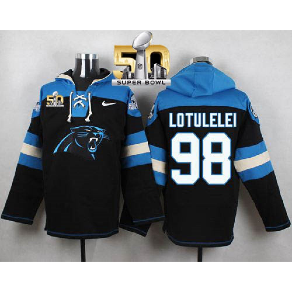 Panthers #98 Star Lotulelei Black Super Bowl 50 Player Pullover NFL Hoodie 