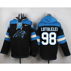 Panthers #98 Star Lotulelei Black Player Pullover NFL Hoodie 