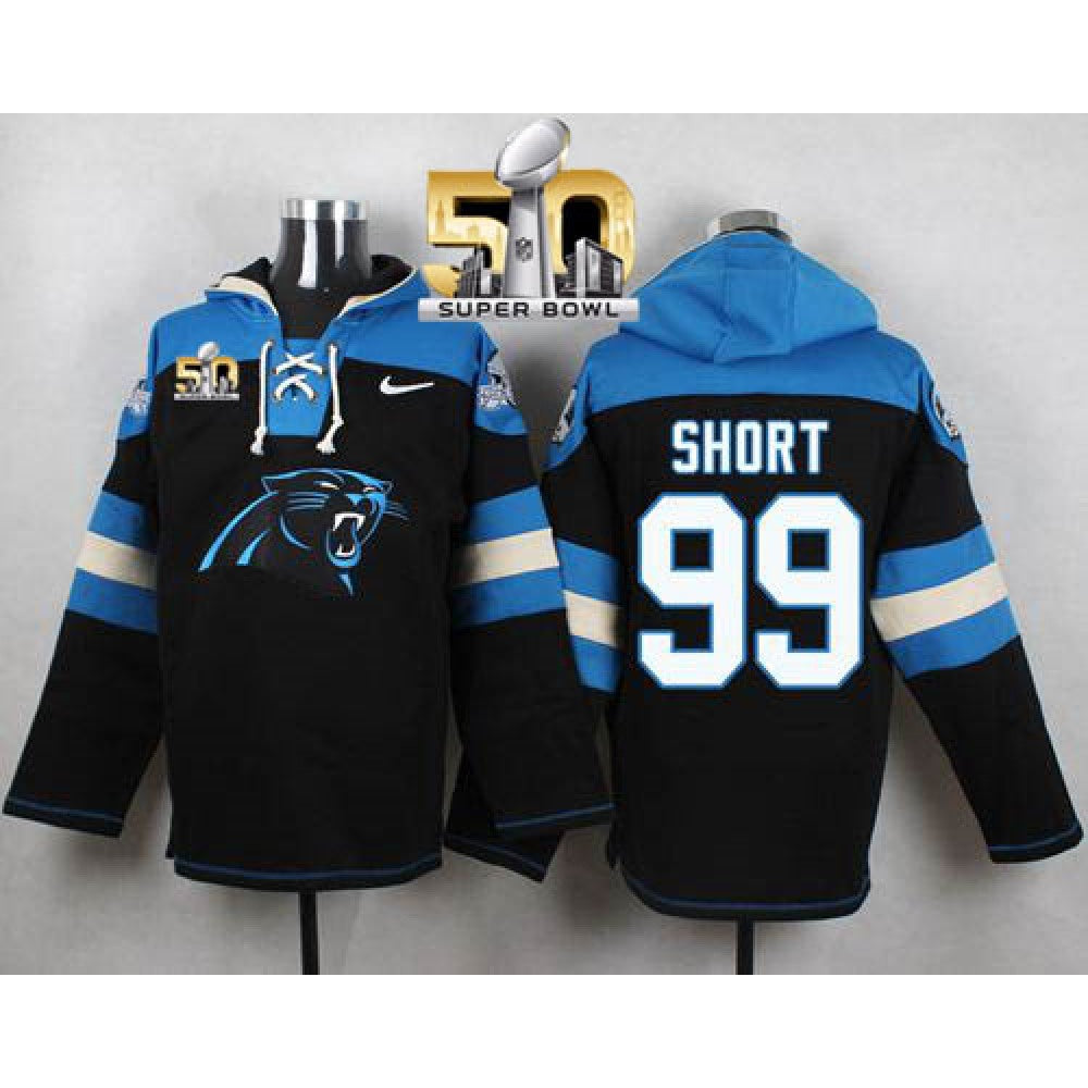 Panthers #99 Kawann Short Black Super Bowl 50 Player Pullover NFL Hoodie 