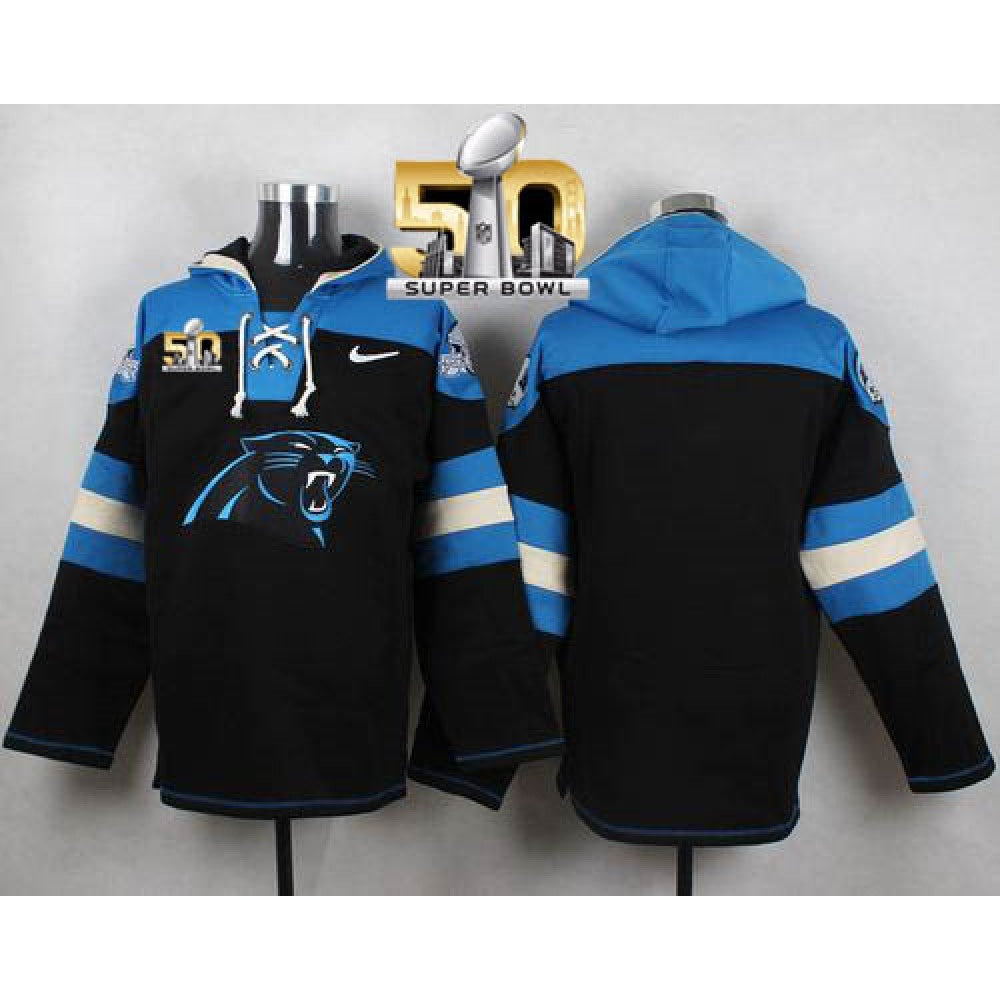 Panthers Blank Black Super Bowl 50 Player Pullover NFL Hoodie 