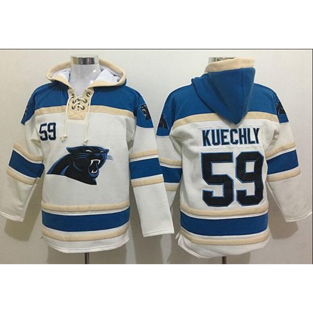 Panthers #59 Luke Kuechly White Sawyer Hoodie Sweatshirt NFL Hoodie 