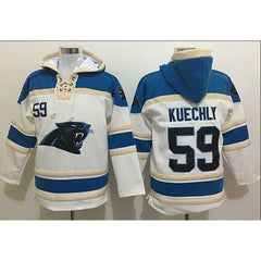 Panthers #59 Luke Kuechly White Sawyer Hoodie Sweatshirt NFL Hoodie 