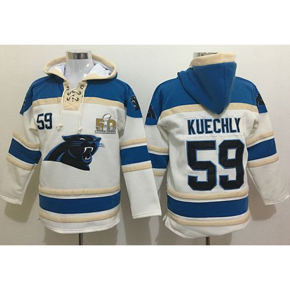 Panthers #59 Luke Kuechly White Super Bowl 50 Sawyer Hoodie Sweatshirt NFL Hoodie 