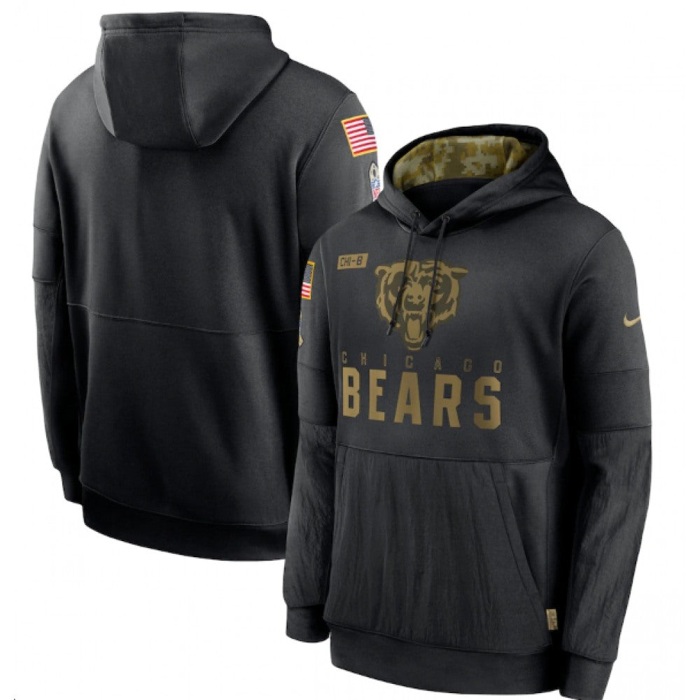 Men's Chicago Bears 2020 Black Salute to Service Sideline Performance Pullover Hoodie 