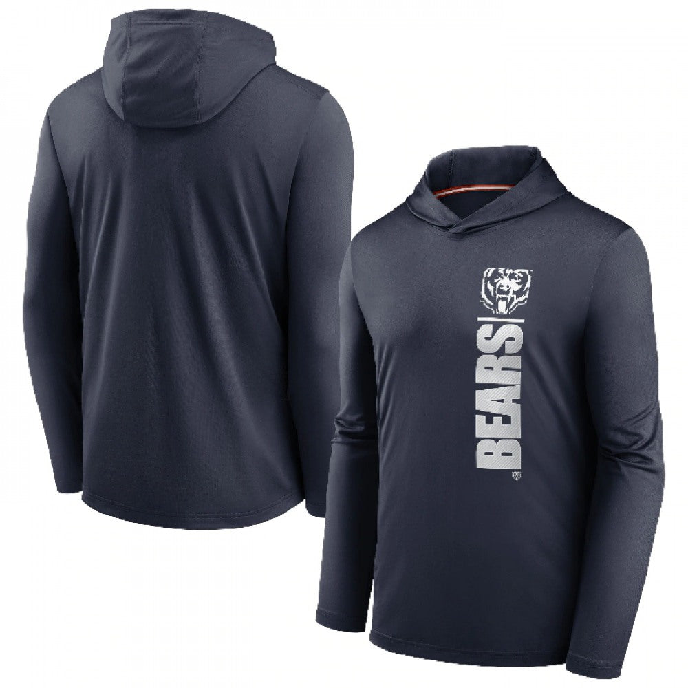 Men's Chicago Bears Black Fan Gear Team Stack Hoodie Performance Long Sleeve T-Shirt 