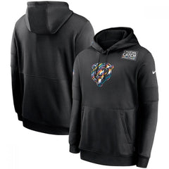 Men's Chicago Bears 2020 Black Crucial Catch Sideline Performance Pullover Hoodie 