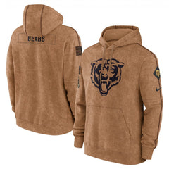 Men's Chicago Bears 2023 Brown Salute to Service Pullover Hoodie 