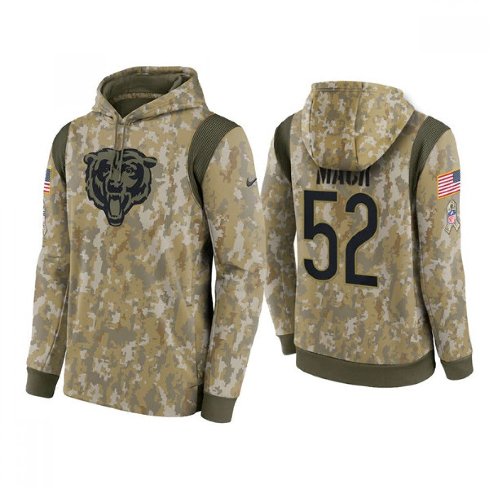 Men's Chicago Bears #52 Khalil Mack Camo 2021 Salute To Service Therma Performance Pullover Hoodie 