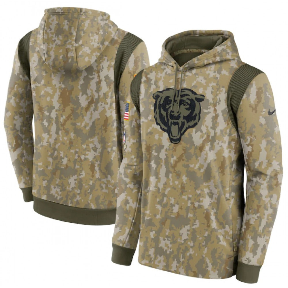 Men's Chicago Bears Camo 2021 Salute To Service Therma Performance Pullover Hoodie 