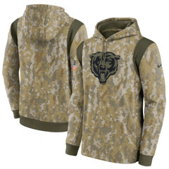 Men's Chicago Bears Camo 2021 Salute To Service Therma Performance Pullover Hoodie 