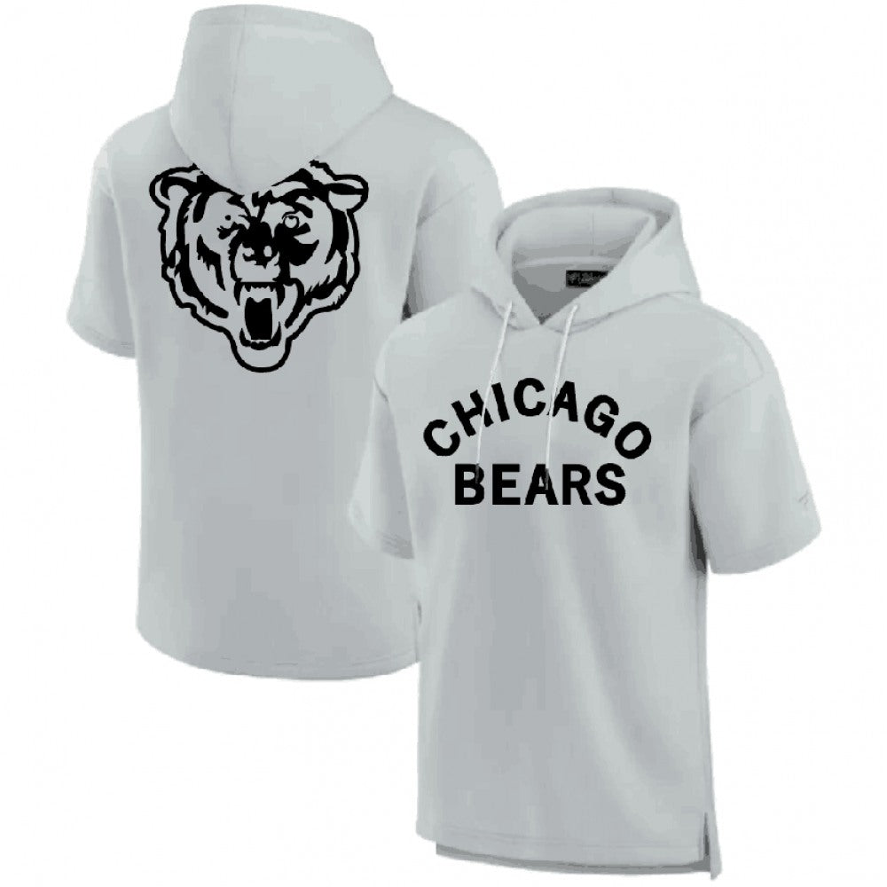 Men's Chicago Bears Gray Super Soft Fleece Short Sleeve Hoodie 