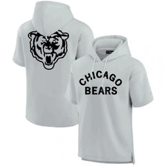 Men's Chicago Bears Gray Super Soft Fleece Short Sleeve Hoodie 