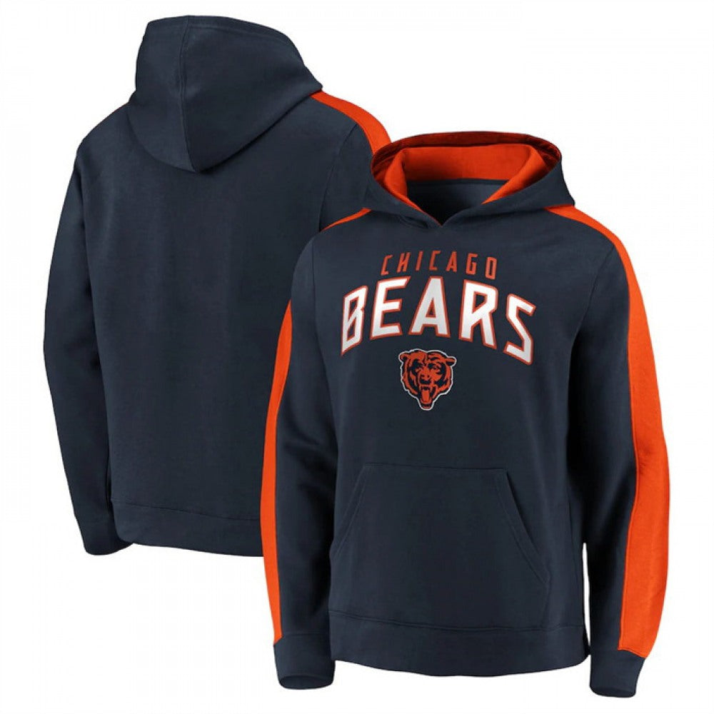 Men's Chicago Bears Navy Game Time Arch Pullover Hoodie 