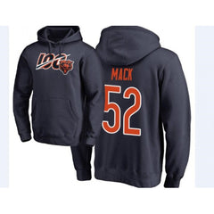 Men's Chicago Bears #52 Khalil Mack Navy 100th Season NFL Pullover Hoodie 