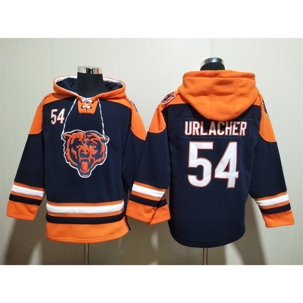 Men's Chicago Bears #54 Brian Urlacher Navy Ageless Must-Have Lace-Up Pullover Hoodie 